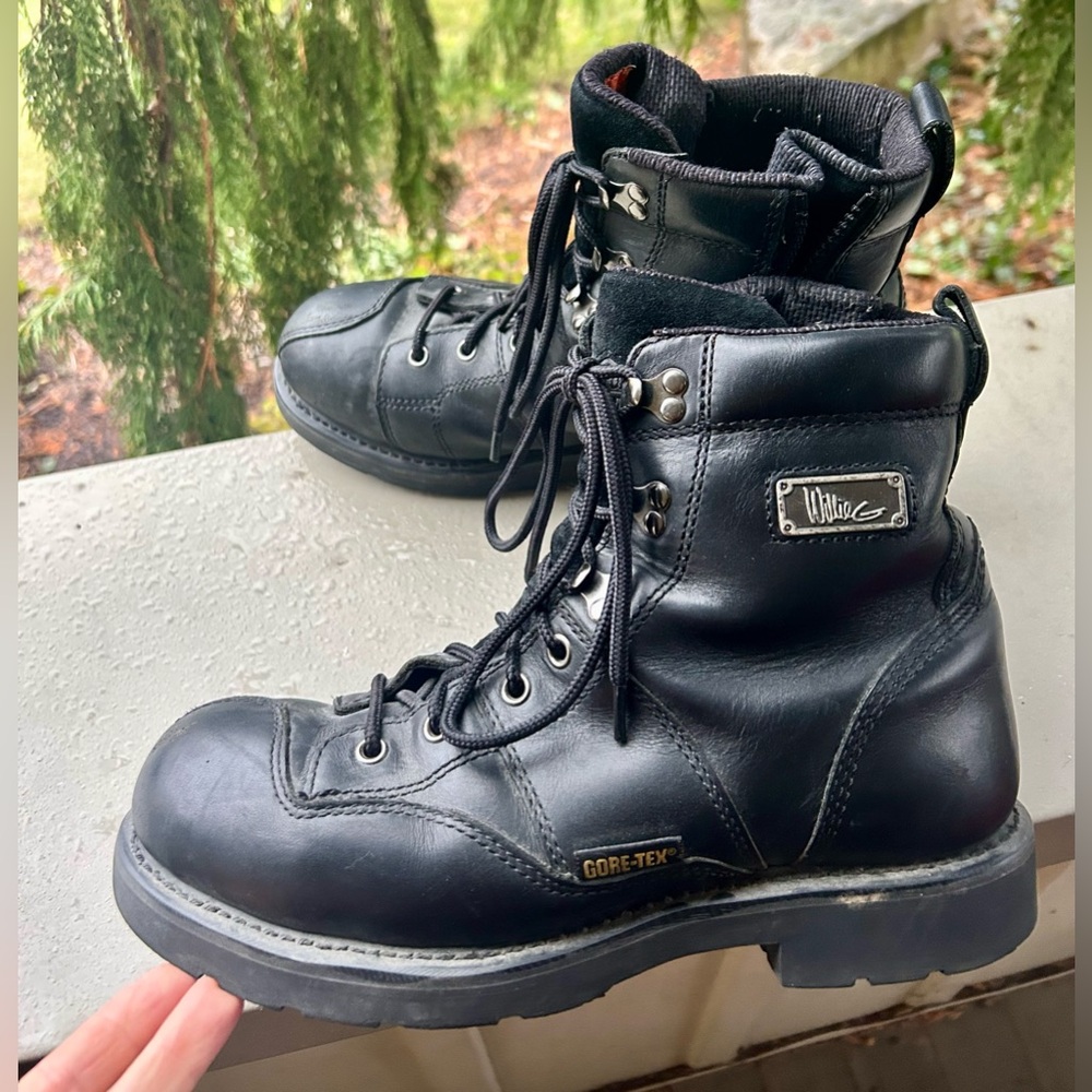 Black Leather Gore-Tex Ladies Motorcycle Boots